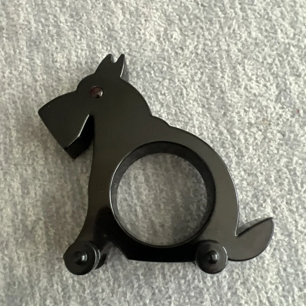 Restoration‎ Hardware Scottie Dog Napkin Rings Set 4 Wheeled Black Original Box